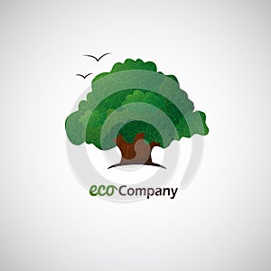 Company business icon with laced green tree