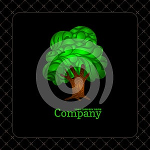 Company business icon with laced green tree