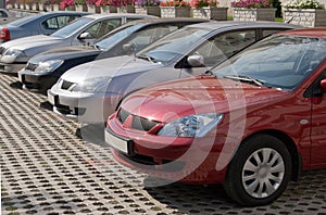 Company cars, parked