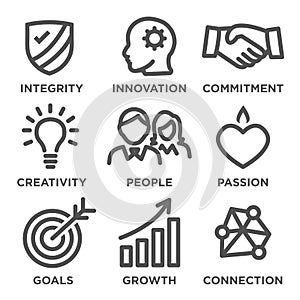 Company Core Values Outline Icons