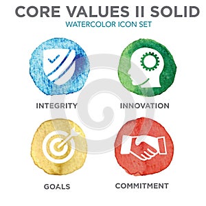 Company Core Values Outline Icons for Websites or Infographics