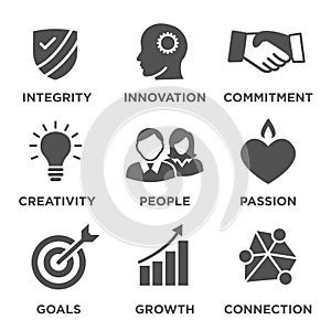 Company Core Values Solid Icons