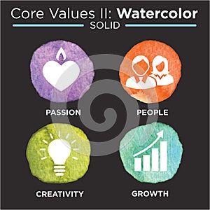 Company Core Values Solid Icons for Websites or Infographics