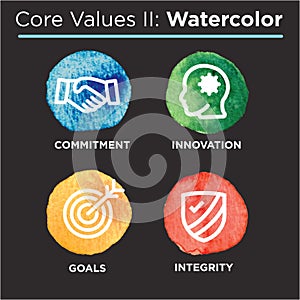 Company Core Values Solid Icons for Websites or Infographics