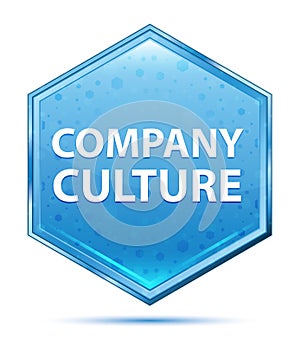 Company Culture crystal blue hexagon button