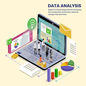 Company Data Analysis isometric Illustration