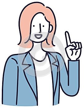 Company employee, pointing woman, simple illustration