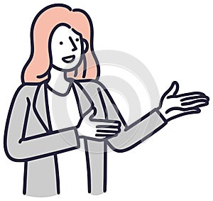 Company employee, woman leading the way, simple illustration