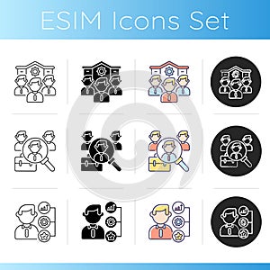 Company employment benefits icons set