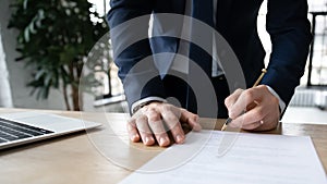 Company executive, business owner, employer signing contract