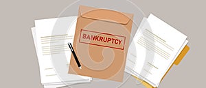 Company files for bankruptcy legal law document process debt insolvency during crisis recession