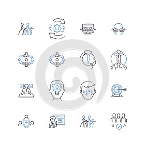 Company headway line icons collection. Progress, Innovation, Growth, Innovation, Advancement, Development, Expansion
