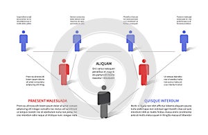 Company hierarchy 3d chart, business organization structure with people pictograms. Flowchart tree, workflow map vector