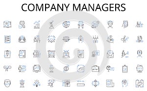 Company managers line icons collection. Stocks, Bonds, Mutual funds, ETFs, REITs, Cryptocurrency, Commodity vector and