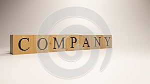 Company name was created from wooden letter cubes. Economics and Finance.