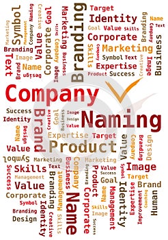 Company Naming - Word Cloud in various Colors with Check Symbol
