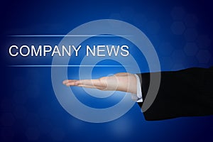 Company news button on blue background