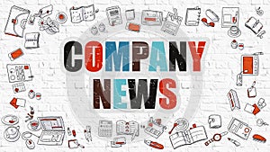 Company News Concept with Doodle Design Icons.