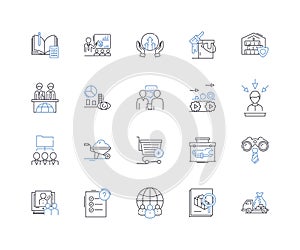 Company operations line icons collection. Efficiency, Productivity, Innovation, Sustainability, Logistics, Automation
