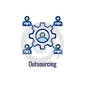 In-Company and Outsource Icon with freelancing or hiring imagery