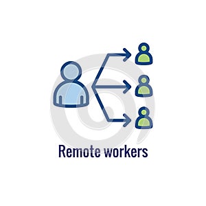 In-Company and Outsource Icon with freelancing or hiring imagery photo