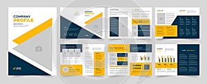 Company profile Layout profile Company A4 Company Profile yellow color shape template design, modern brochure design