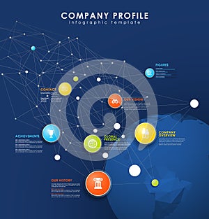 Company profile overview template with colorful circles