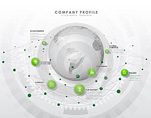 Company profile overview template with green circles