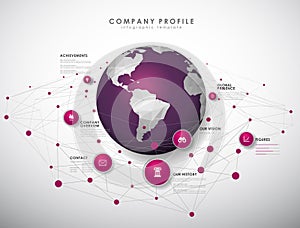 Company profile overview template with purple circles