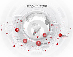 Company profile overview template with red circles