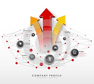 Company profile overview template with red circles