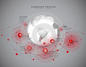 Company profile overview template with red circles