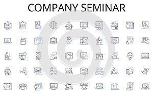 Company seminar line icons collection. Collaboration, Synergy, Partnership, Unity, Synchronicity, Harmonization