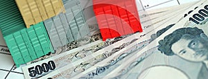 Company shipping and logistics in Japan with yen money bills