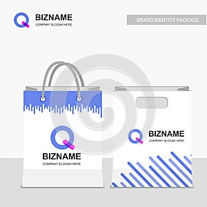 Company shopping bags design with Q logo vector