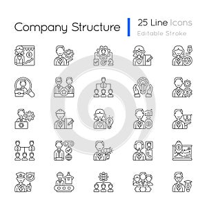 Company structure linear icons set