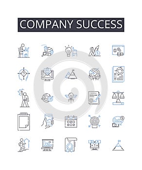 Company success line icons collection. Scenic, Historic, Majestic, Iconic, Inspiring, Architectural, Cultural vector and