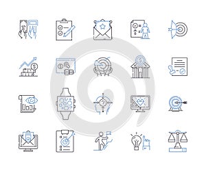 Company success outline icons collection. Profitability, Profits, Expansion, Productivity, Efficiency, Growth, Return