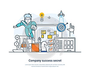 Company success secret, business developement and growth concept