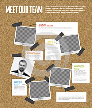 Company team cork notice board presentation template with photos photo