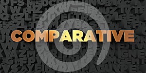 Comparative - Gold text on black background - 3D rendered royalty free stock picture