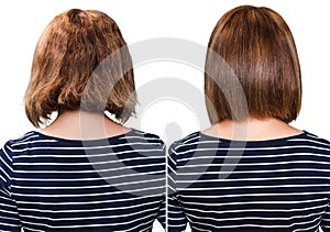 Comparative portrait of damaged hair