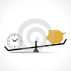 Compare clock and piggy bank , time is money conceptual