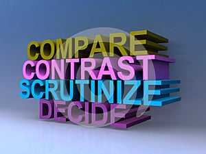 Compare contrast scrutinize decide