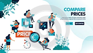 Compare prices for individual stores and products. Find the best prices with more discounts and promos. Flat vector illustration