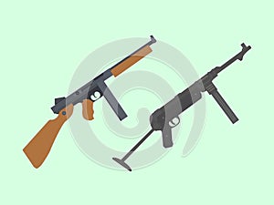 Compare vs versus between usa america thompson submachine gun vs mp-40 german