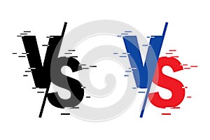 Compared to the screen. Fight against backgrounds against each other, red against blue. Black letters Texture shape. Vector