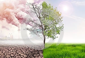 Porovnaniu zelený Zem a účinok z vzduch znečistenia 