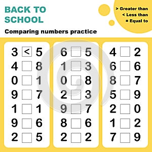 Comparing numbers worksheet.