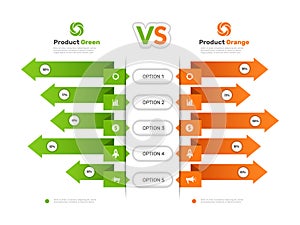 Comparison chart. Infographic table with compare business info products comparison tariff price list vector presentation